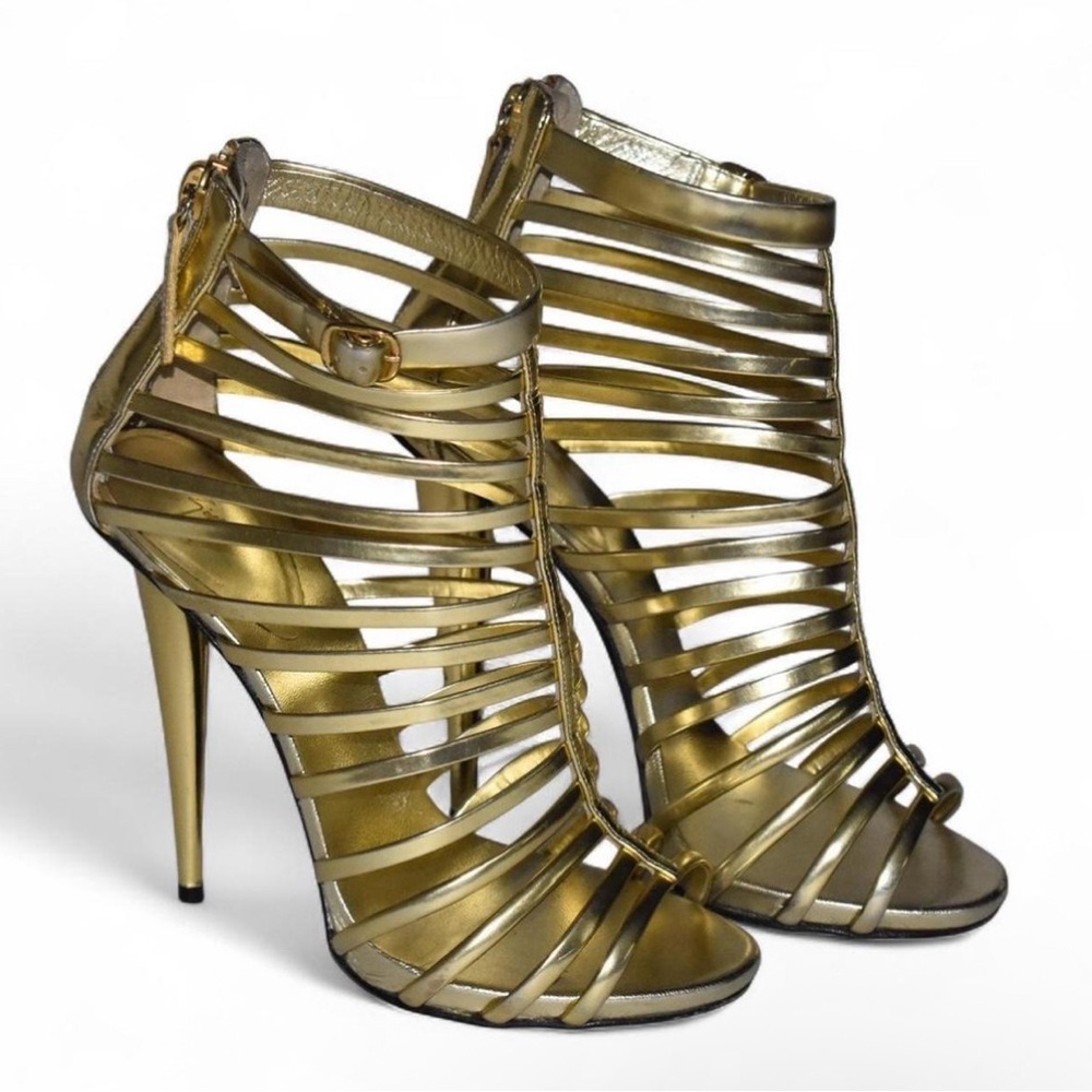 SOLD:Giuseppe Zanotti gold cage heels